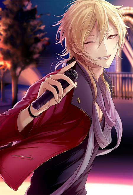 1boy, bangs, blonde_hair, blurry, bracelet, character_check, depth_of_field, ensemble_stars!