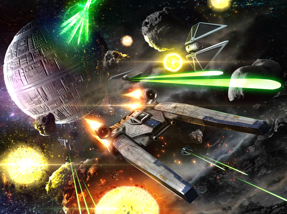 3d, asteroid, battle, collage, death_star, energy, epic, explosion