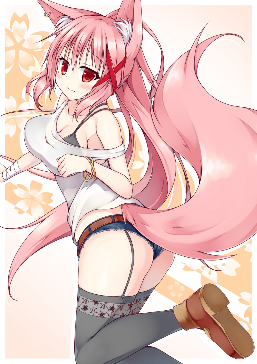 1girl, animal_ears, bad_anatomy, bandaged_arm, bare_shoulders, bell, black_bra, black_legwear