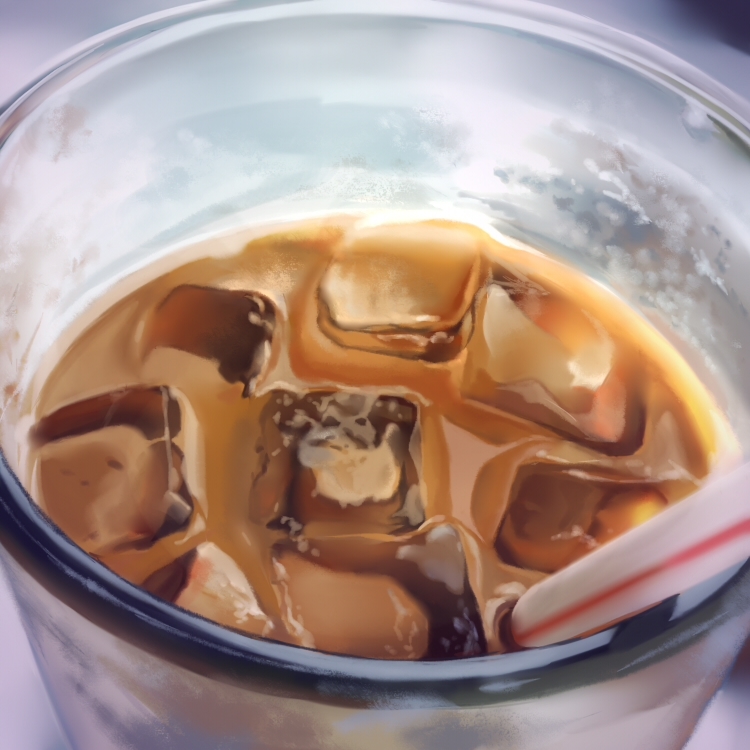 blurry, carrot_(supercarrot), coffee, cup, depth_of_field, drink, drinking_glass, drinking_straw