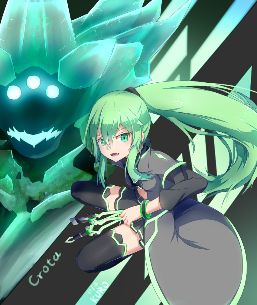 >:d, 1girl, 2016, :d, alien, artist_name, bangs, belt