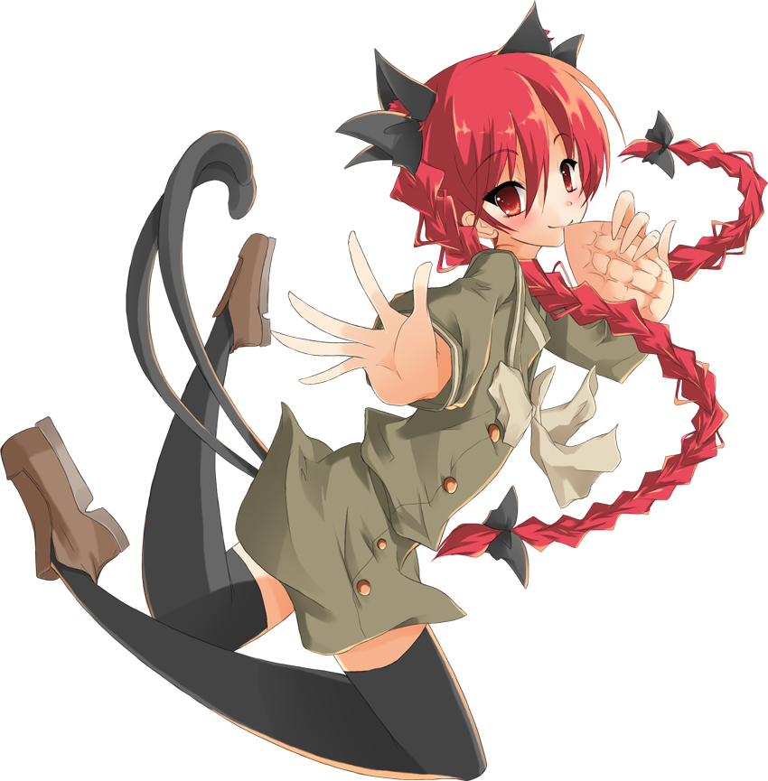 braid, bread, cosplay, food, kaenbyou_rin, long_hair, melon_bread, meronpan