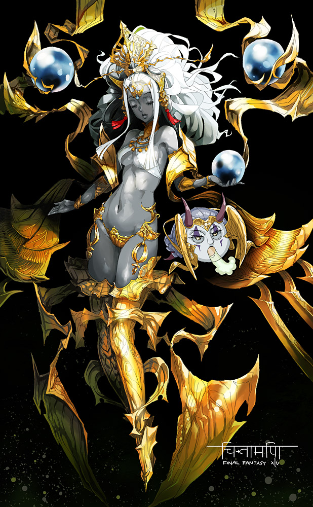 1girl, armlet, armor, armored_boots, bikini_armor, black_background, black_skin, boots