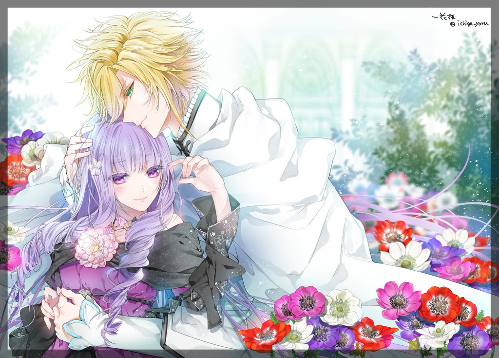 ichige_yoru, louis_(reine_des_fleurs), reine_des_fleurs, violette_(reine_des_fleurs), white_hair