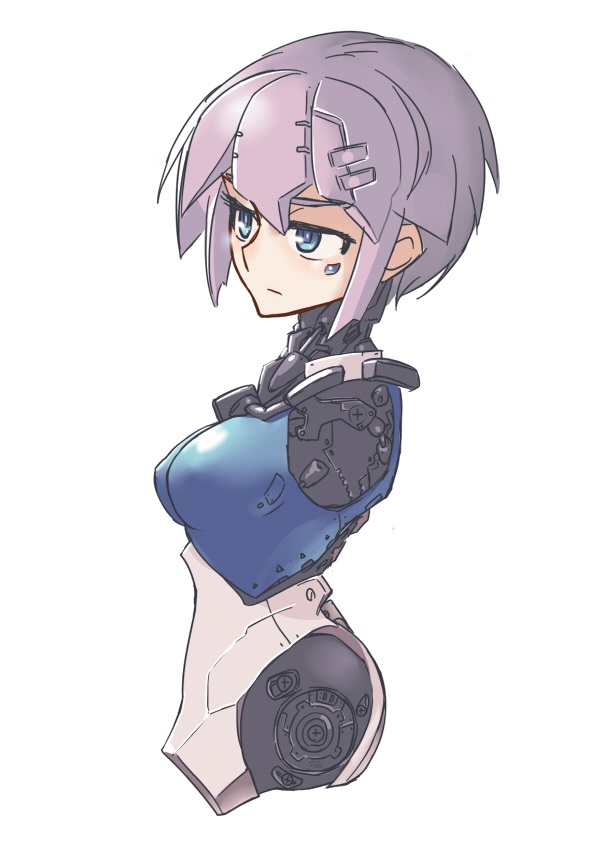 1girl, amputee, android, blue_eyes, breasts, female, full_body, original