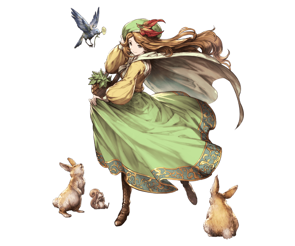 1girl, animal, basket, bird, boots, brown_hair, dress, flower