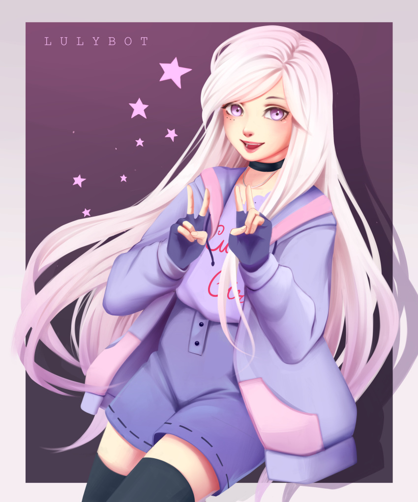 1girl, absurdres, artist_name, bangs, black_choker, black_legwear, choker, clothes_writing