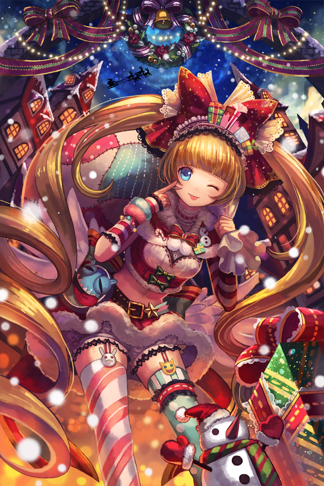 1girl, bangs, bell, belt, blonde_hair, blue_eyes, blunt_bangs, bow