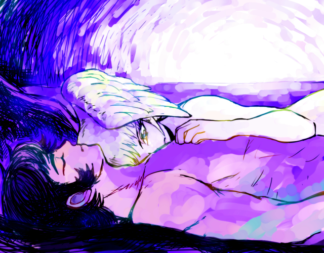 2boys, asuka_ryou, black_hair, blonde_hair, closed_eyes, death, demon, devilman