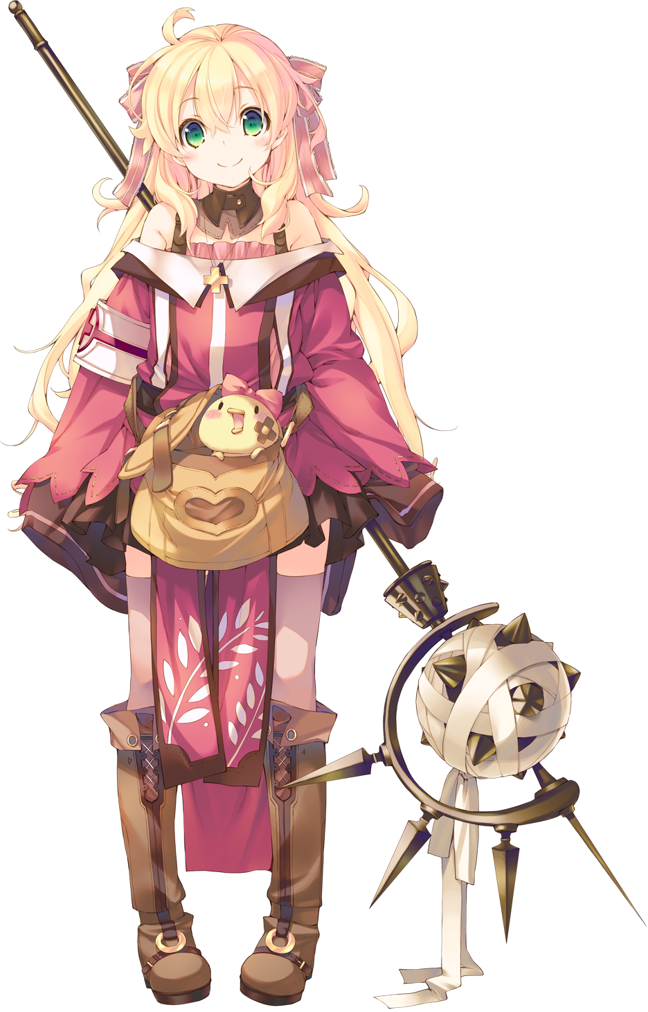 1girl, aquaplus, blonde_hair, boots, dungeon_travelers_2, erthuricia_vitor_de_ritzhevin, full_body, green_eyes