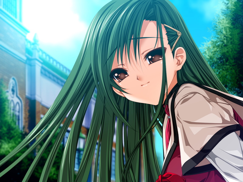 brown_eyes, game_cg, green_hair, homura_yuuri, koisuru_otome_to_shugo_no_tate, long_hair, school_uniform