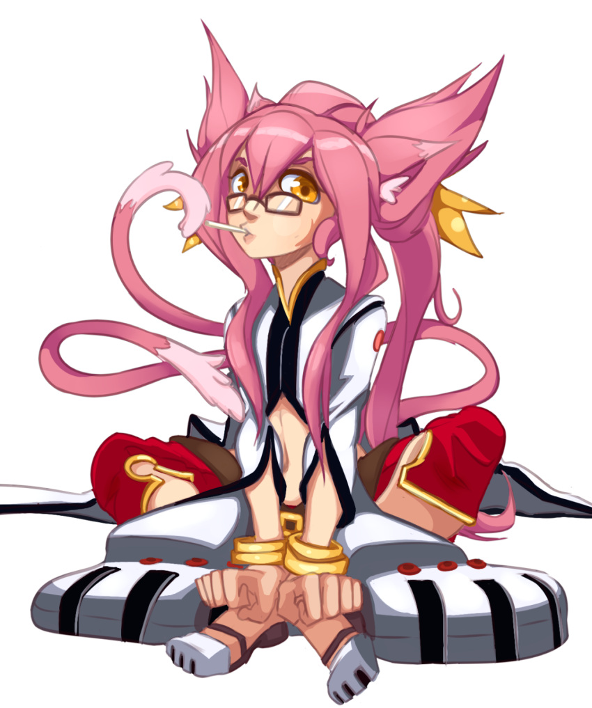 animal_ears, blazblue, blazblue:_central_fiction, candy, cat_ears, food, glasses, highres
