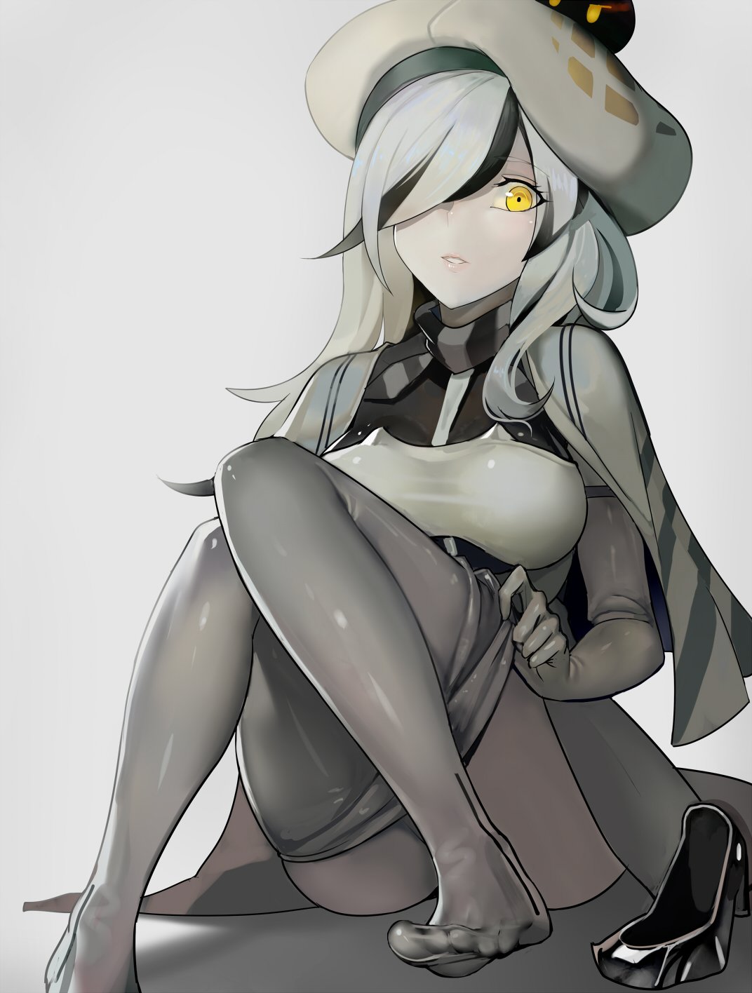 1girl, between_breasts, breasts, brown_eyes, cape, elbow_gloves, eyebrows, eyebrows_visible_through_hair