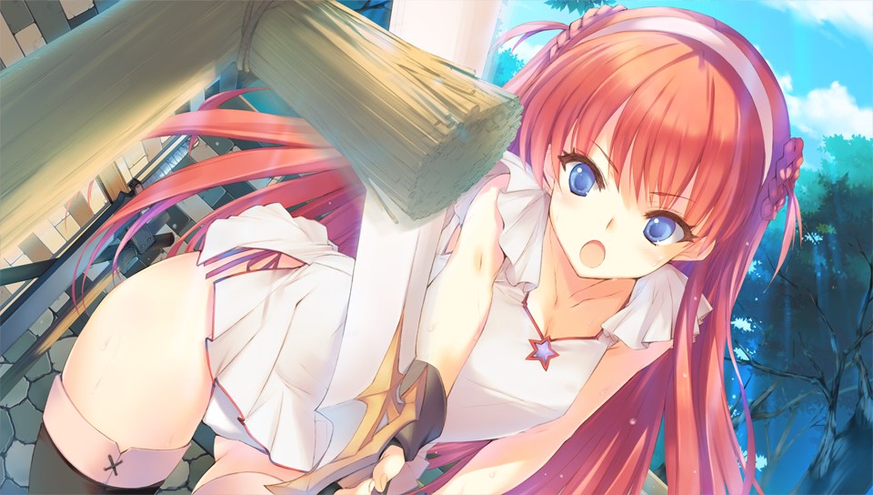 1girl, :o, alisia_heart, aquaplus, blue_eyes, braid, dungeon_travelers_2, french_braid