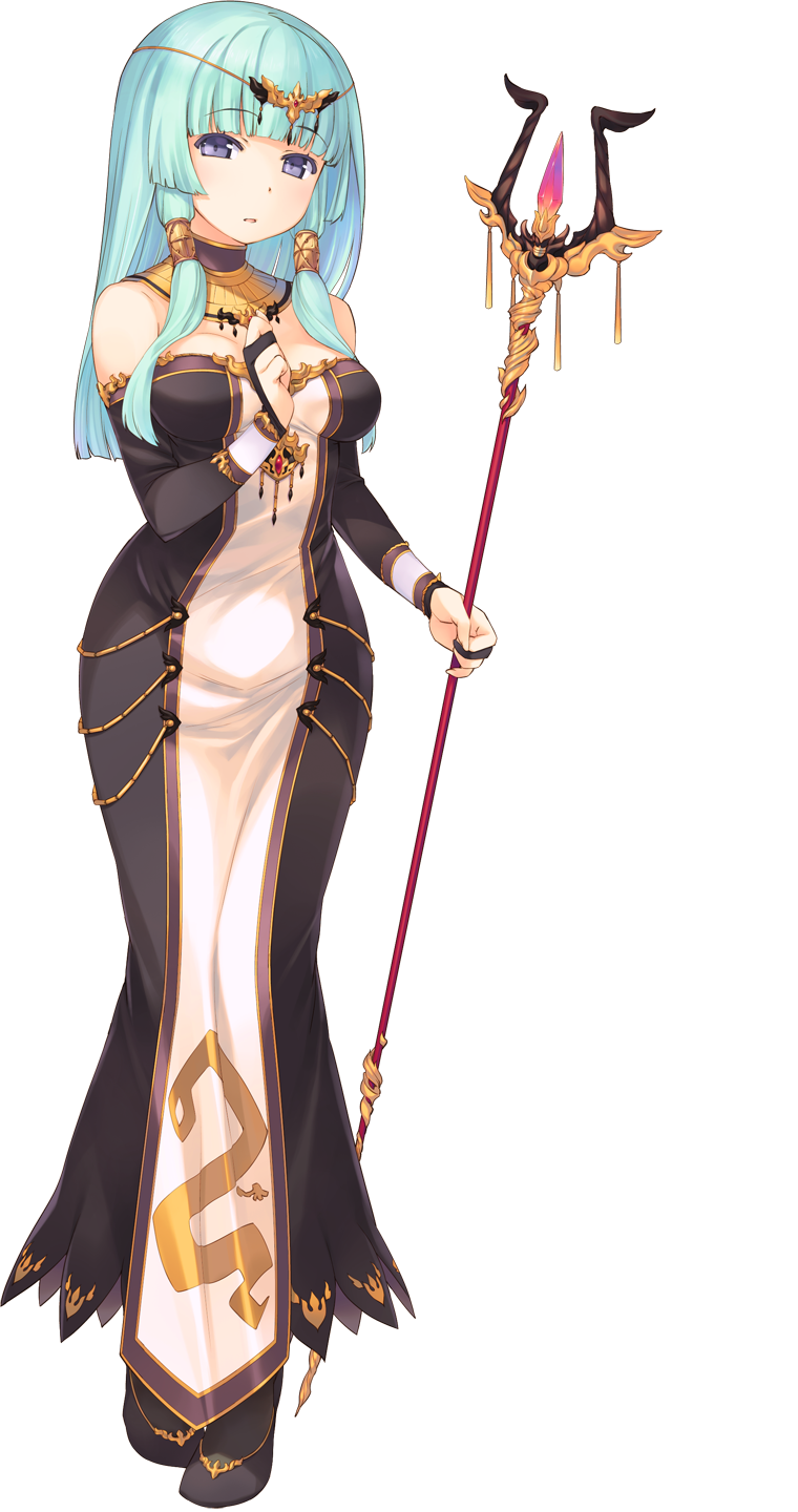 1girl, amazuyu_tatsuki, aquaplus, blue_eyes, collar, dress, dungeon_travelers_2, elbow_gloves