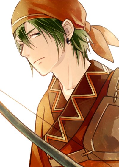 1boy, bow, fire_emblem, fire_emblem:_rekka_no_ken, green_eyes, green_hair, kiyuu, male_focus, rath_(fire_emblem)