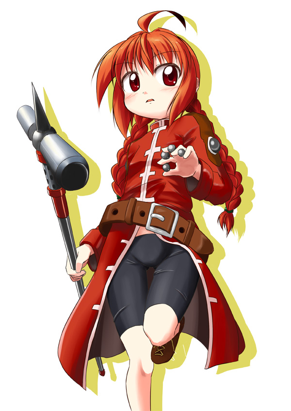 ashida_ichirou, belt, bike_shorts, braid, graf_eisen, ichirou_(hajimari), long_hair, mahou_shoujo_lyrical_nanoha