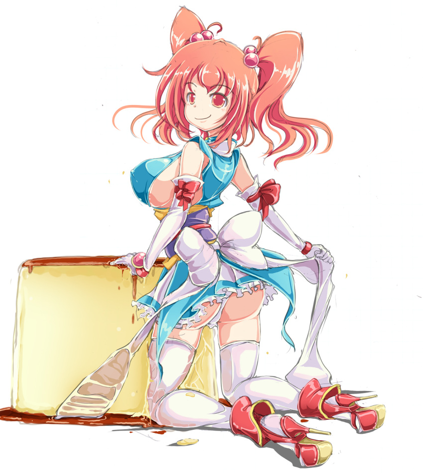 1girl, adapted_costume, bare_shoulders, blush, breasts, closed_mouth, death_angel_komachi, elbow_gloves