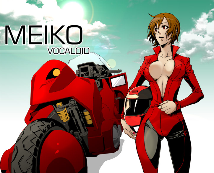 1girl, 80s, akira, bad_id, biker_clothes, bikesuit, bodysuit, breasts