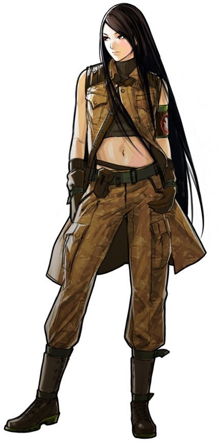 1girl, advance_wars, advance_wars:_days_of_ruin, armband, black_hair, boots, camouflage, female