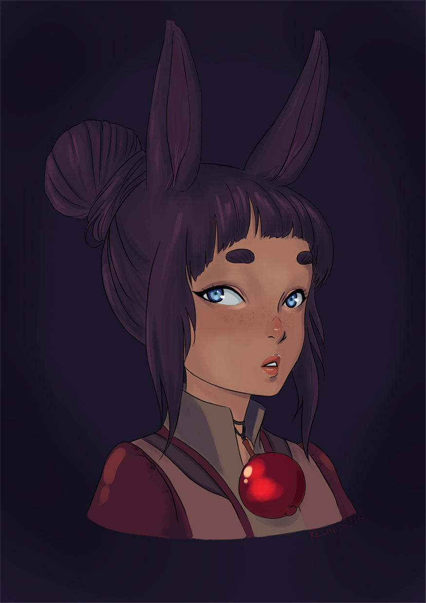 animal_ears, blue_eyes, eugenia_beilschmidt, hair_bun, highres, original, purple_hair, rabbit_ears