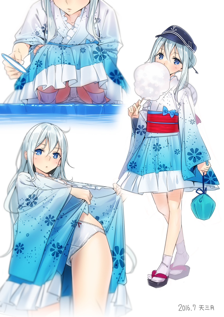 1girl, 2016, alternate_costume, ama_mitsuki, anchor_symbol, artist_name, bangs, blue_eyes