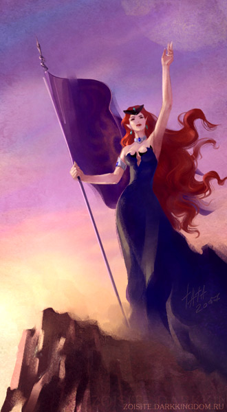 1girl, arm_up, bishoujo_senshi_sailor_moon, dress, flag, forehead_jewel, full_body, gradient_sky