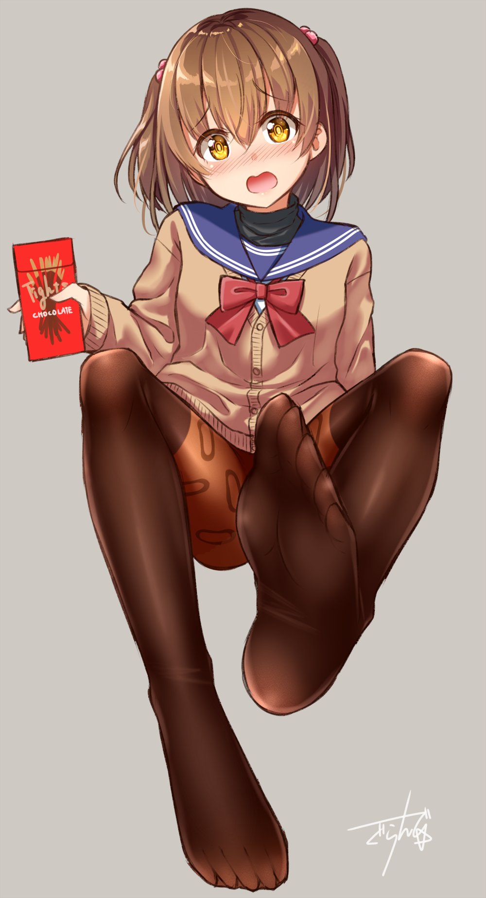 1girl, artist_name, ashida_machi, bangs, beads, black_legwear, blush, bow