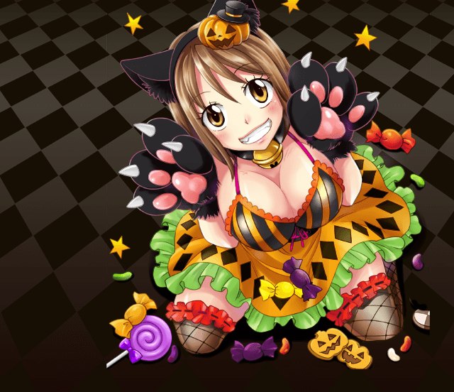 1girl, animal_ears, brown_eyes, brown_hair, candy, cat_bell, cat_ears, cat_paws