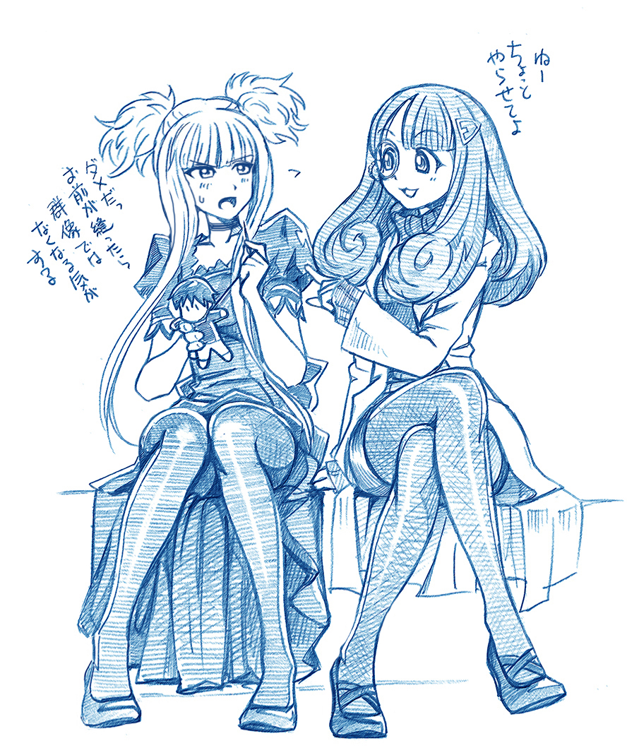 2girls, :3, :d, aoki_hagane_no_arpeggio, bangs, bbb_(friskuser), blue, blunt_bangs
