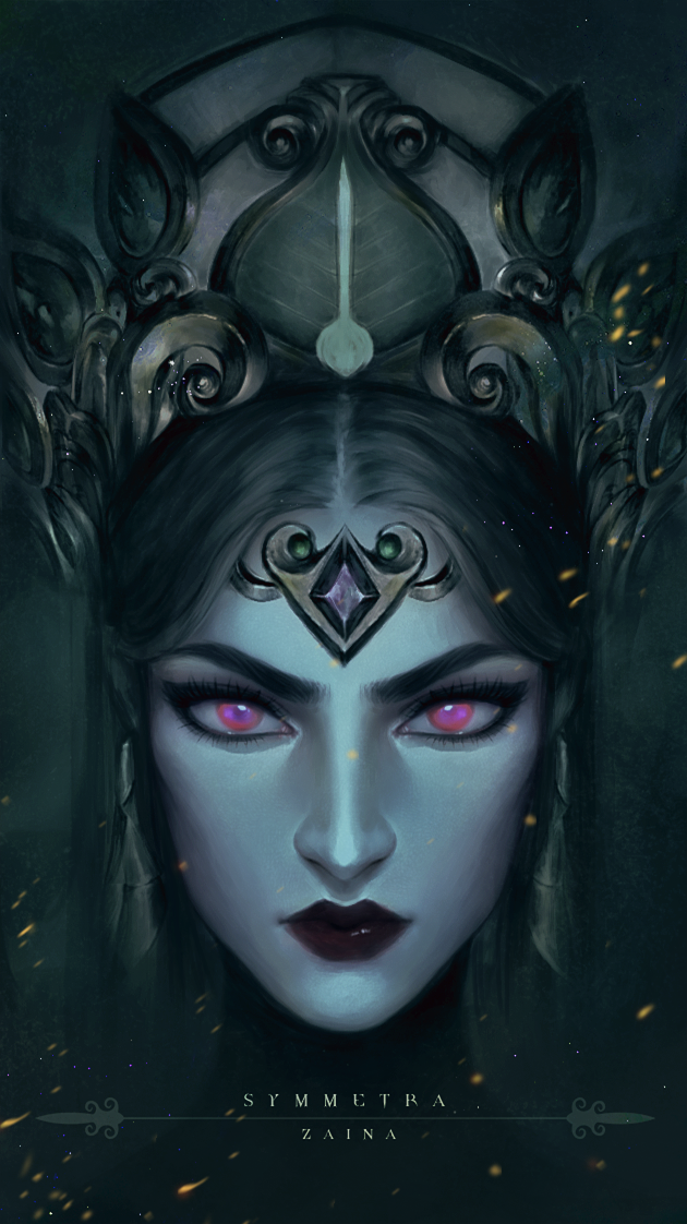1girl, alternate_costume, artist_name, black_lipstick, blue_skin, character_name, creepy, earrings