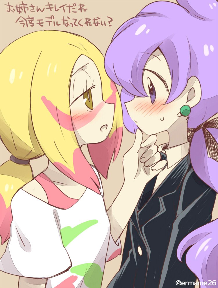 10s, 2girls, ?, black_jacket, black_necktie, black_ribbon, black_suit, blazer