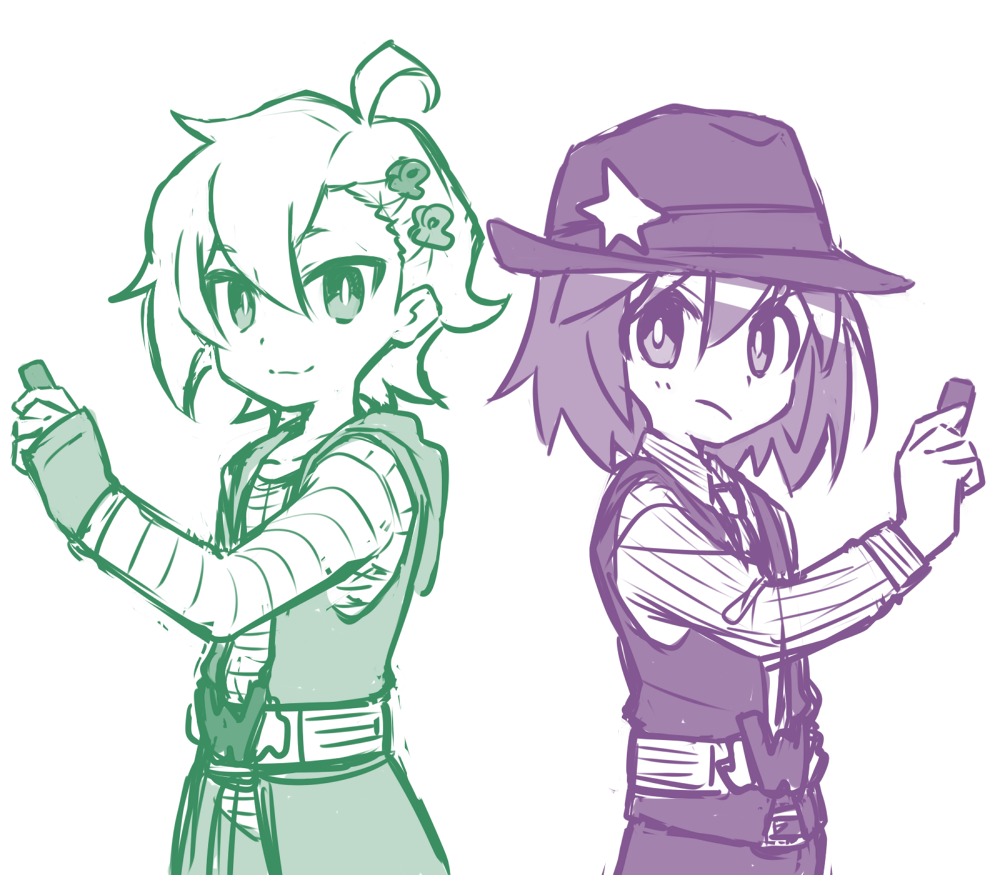 1boy, 1girl, ahoge, alpha_omega_nova, belt, cosplay, fingerless_gloves, gloves