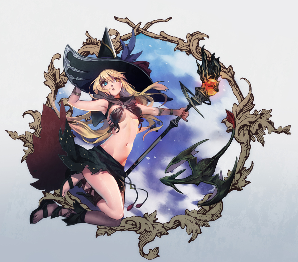 0910popo, 1girl, black_mage, blonde_hair, blue_eyes, breasts, dragon, final_fantasy