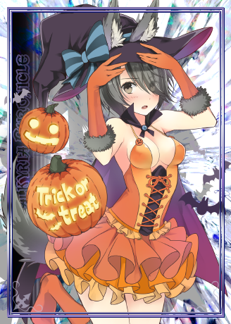 1girl, animal_ears, artist_request, black_eyes, black_hair, boots, breasts, cleavage
