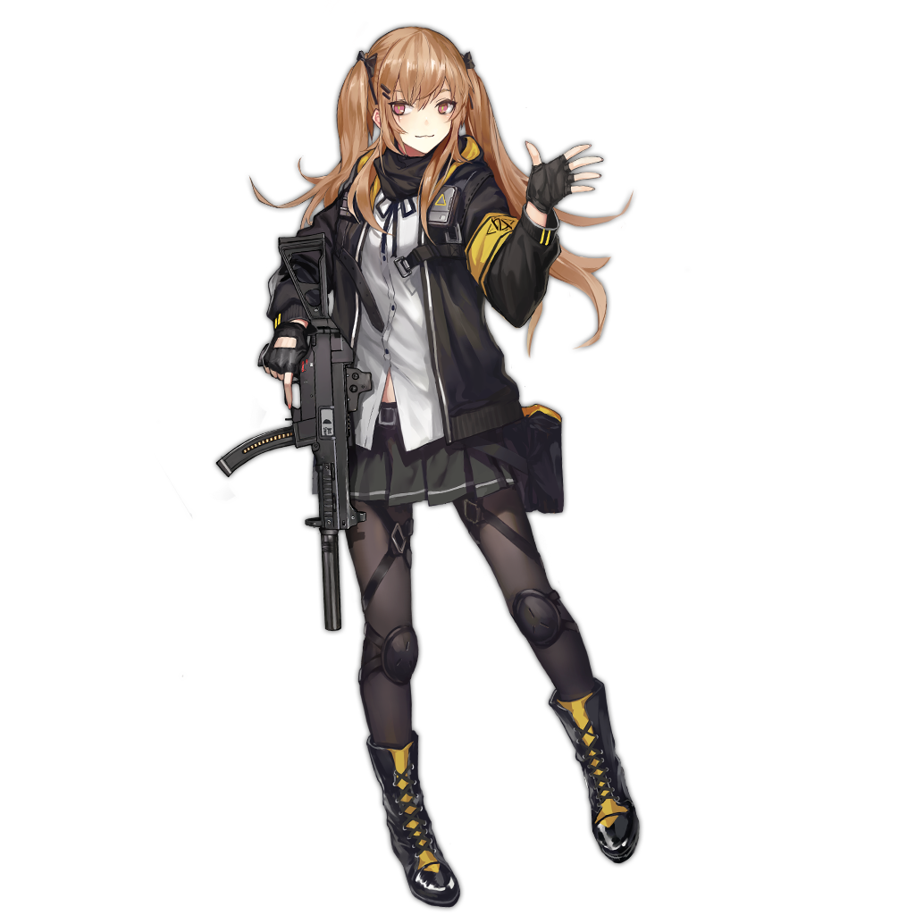 armband, belt, black_gloves, black_jacket, black_skirt, fingerless_gloves, girls_frontline, gloves