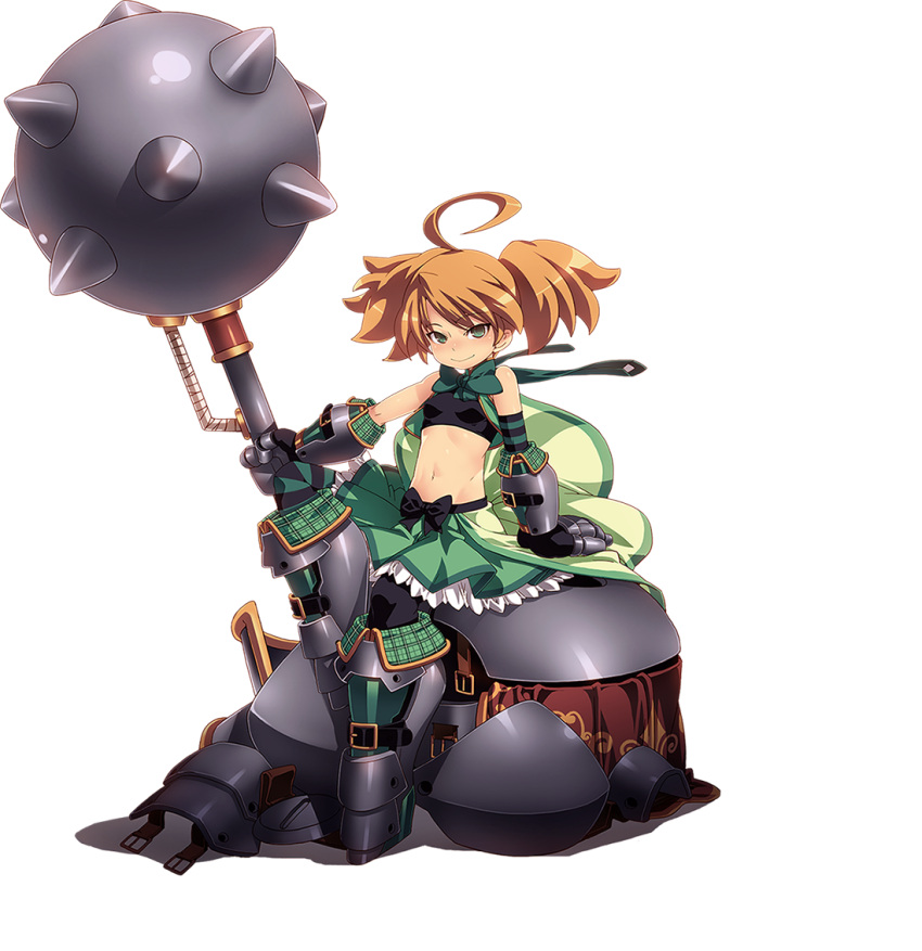 1girl, ahoge, armor, armored_boots, boots, bow, brown_hair, dina_(sennen_sensou_aigis)