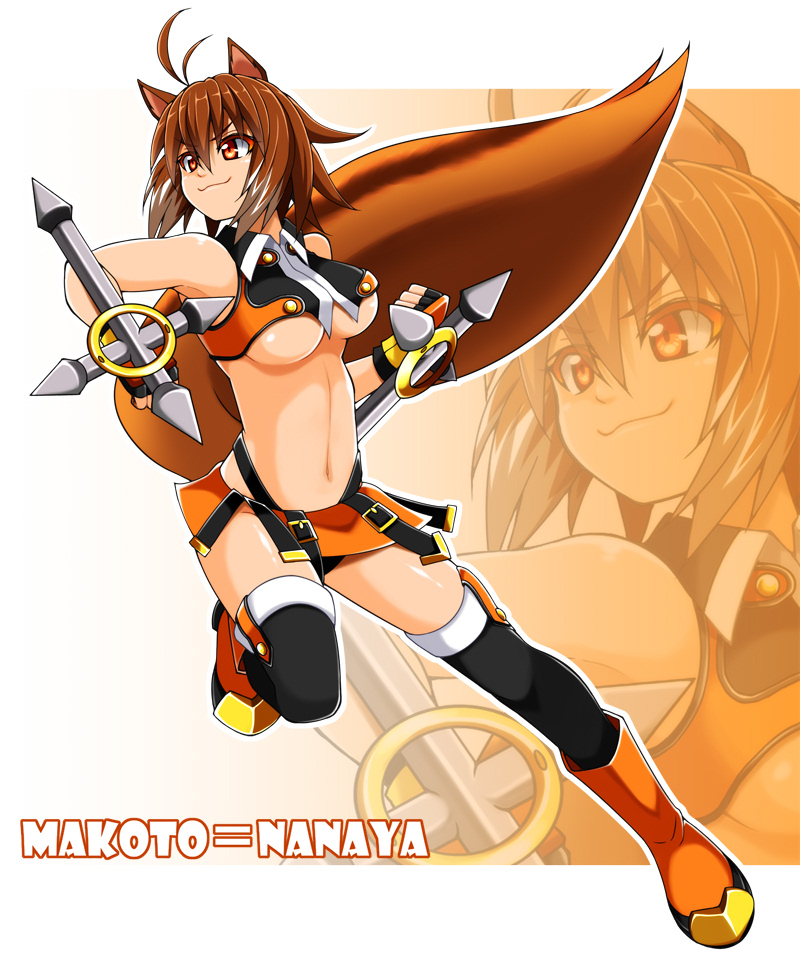 animal_ears, antenna_hair, black_legwear, black_panties, blazblue, breasts, brown_hair, character_name