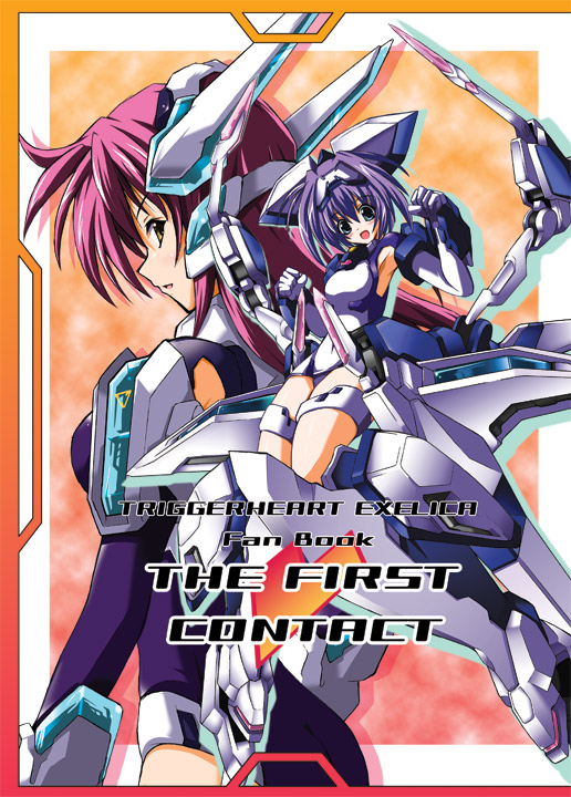 blue_eyes, crueltear, elbow_gloves, exelica, gloves, mecha_musume, multiple_girls, nanairo_souga
