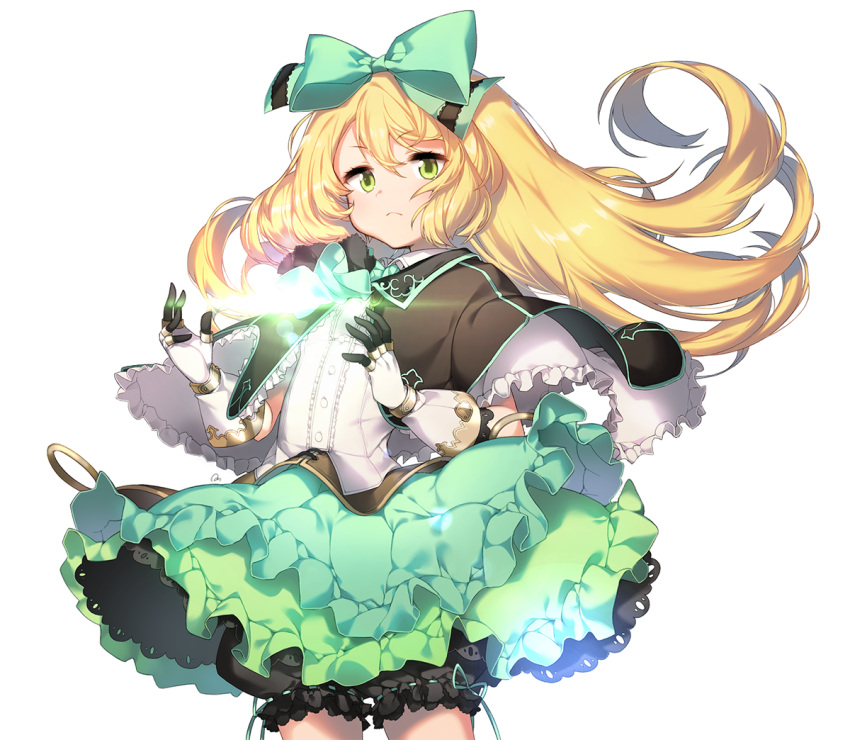 1girl, anpolly, atelier_(series), atelier_shallie, blonde_hair, bloomers, bow, closed_mouth