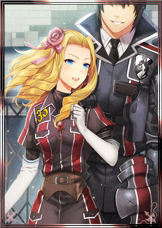 1boy, 1girl, artist_request, black_hair, black_necktie, blonde_hair, blue_eyes, elbow_gloves
