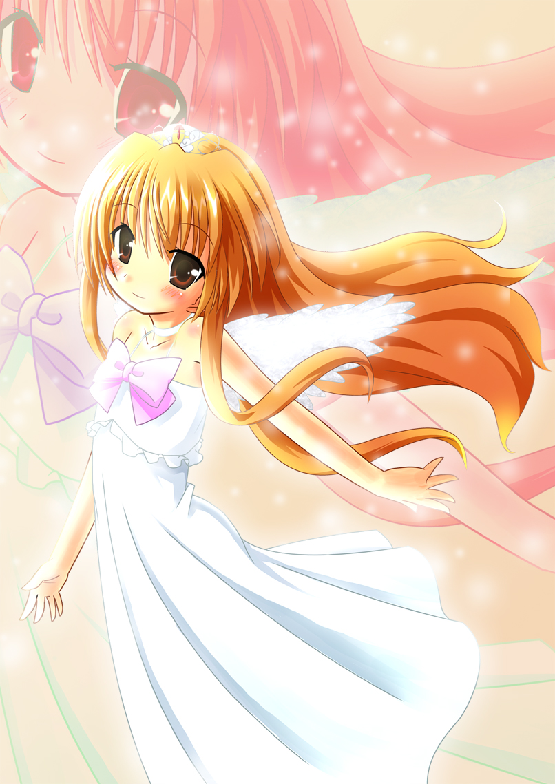 brown_eyes, brown_hair, dress, long_hair, nisuki, solo, tiara, toradora!