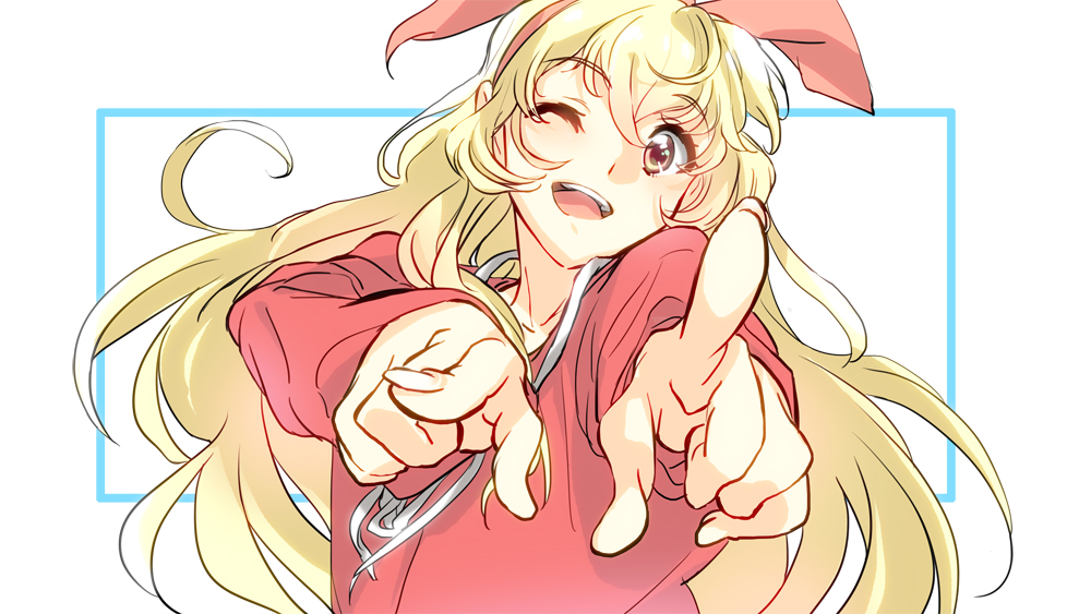 1girl, ;d, aikatsu!, bangs, blonde_hair, brown_eyes, eyebrows_visible_through_hair, eyelashes
