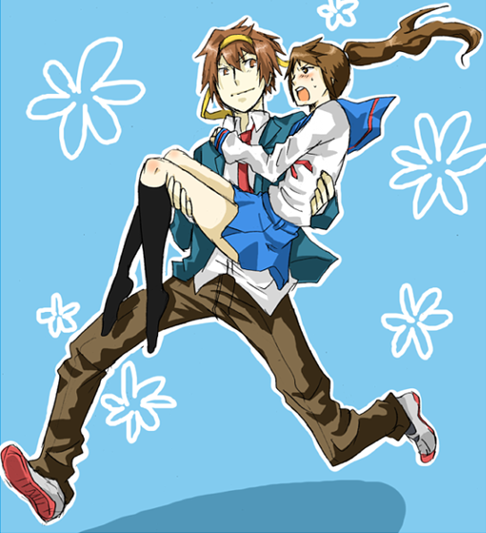 1boy, 1girl, bad_id, crainu_ho, genderswap, genderswap_(ftm), genderswap_(mtf), komakura, kyon, kyonko, ponytail, school_uniform, serafuku, suzumiya_haruhi, suzumiya_haruhi_no_yuuutsu, suzumiya_haruhiko