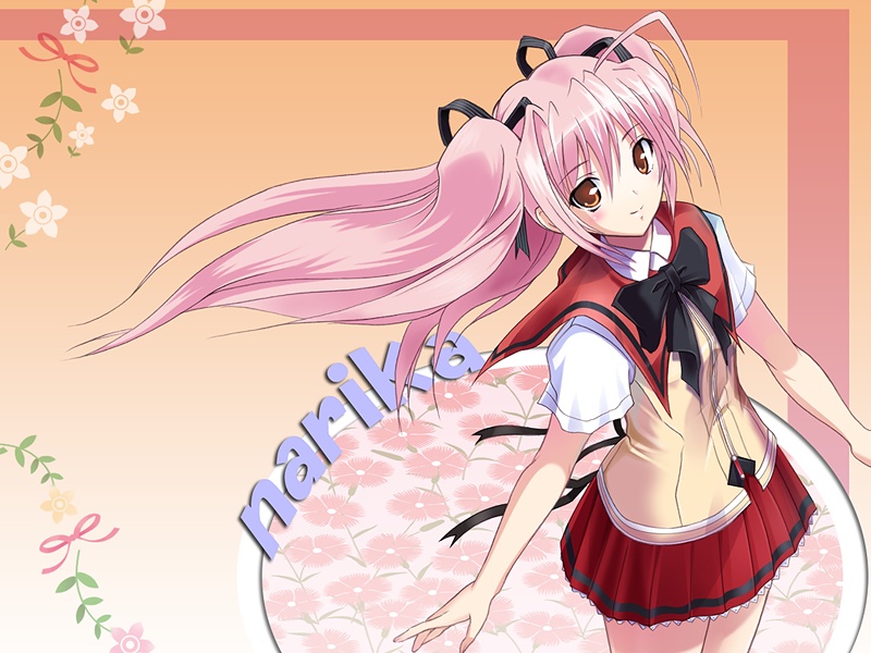 1girl, ahoge, blush, bow, bowtie, choukou_sennin_haruka, flat_chest, flower