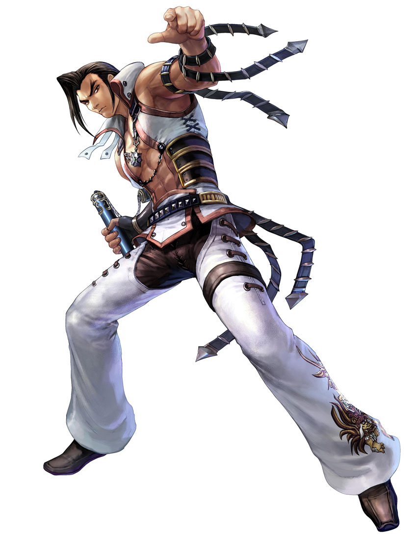 1boy, kawano_takuji, male_focus, maxi, maxi_(soulcalibur), nunchaku, official_art, pirate, solo, soul_calibur, soulcalibur_iv, weapon