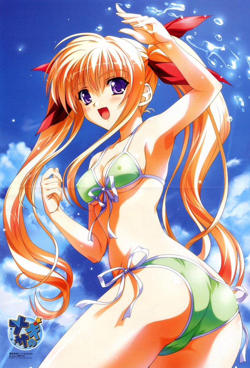 1girl, absurdres, ass, bikini, blonde_hair, highres, nagisano, solo