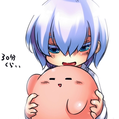 blue_eyes, kirby, kirby_(series), kumuiutabito, lowres, silver_hair