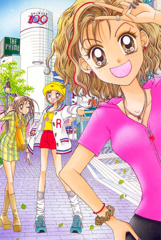 footwear, fujii_mihona, gals!, hat, hoshino_aya, kneehighs, kogal, kotobuki_ran, scan, shibuya_(japan), socks, v, yamazaki_miyu