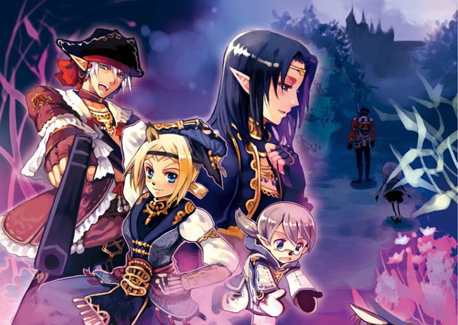 3boys, 3girls, ajido_marujido, bard, bard_(final_fantasy), blue_mage, corsair, corsair_(final_fantasy)